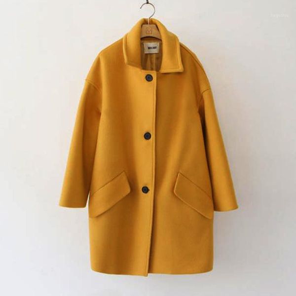 

winter fashion slim coat women long-sleeved casual medium long slim coat casual autumn winter elegant overcoat woolen 9.261, Black