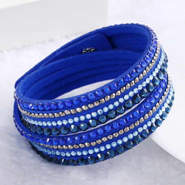 

leather fashion multilayer wrap bracelets slake charm deluxe bangles with sparkling crystal women sandy beach fine jewel