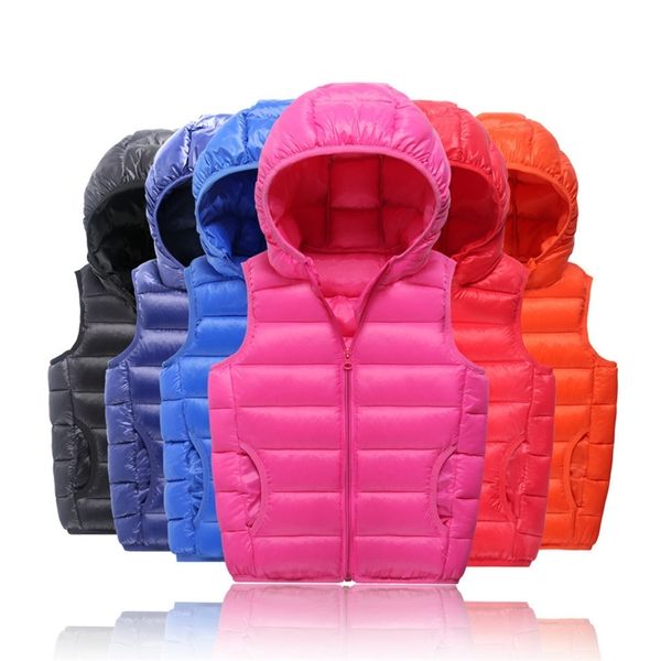 

children's winter thin vest for boy girls hooded solid color coat baby waistcoats kids outerwear clothing y200901, Camo