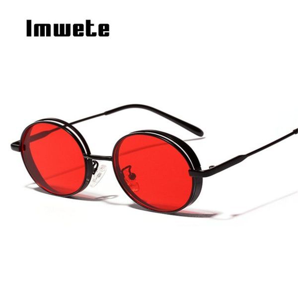 

sunglasses imwete retro round women men metal small sun glasses shades female trendy red sunglass uv400 vintage ladies goggles, White;black