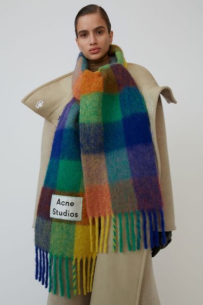 

ac family cashmere shawl in autumn and winter2019,winter fashion colored chequered scarf warms students'necks and thicker shawls t19102, Blue;gray