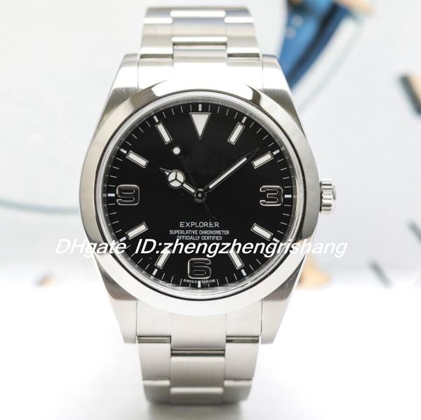 

mens 39mm black dial stainless steel 214270 asia 2813 automatic movement oyster bracelet watch men mechanical wristwatches men's watche, Slivery;brown