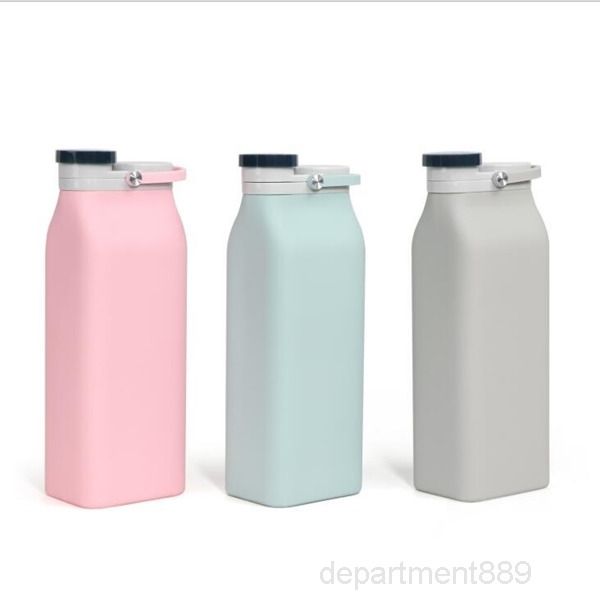 

foldable portable collapsible milk bottles with lid outdoor folding water drop-resistant silicone bottle dha31