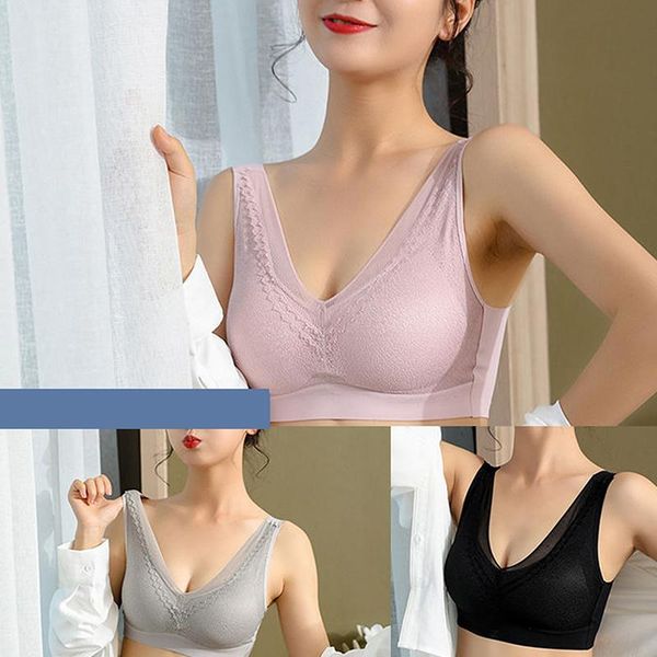 

plus size bras for women seamless bra with gathers pad comfortable bralette push up brassiere bra vest wireless, Red;black