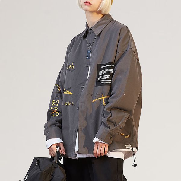 

2021 new new fashionable street blouse sleeve women custom graffiti printed letter lets woman cardigan shirts oversized ws00, White