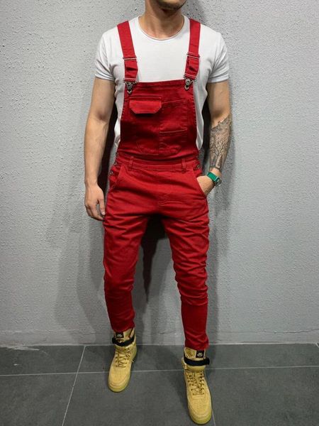 

2021 fashion mens uk mens fashion denim dungaree bib overalls jumpsuits moto biker jeans pants trousers, Blue