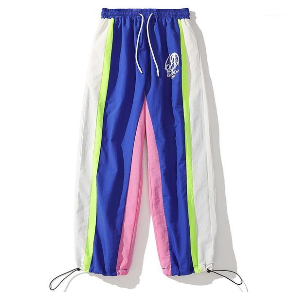 

men hip hop baggy joggers pants color block patchwork harajuku streetwear sweatpants casual autumn outdoor sport track trousers1, Black