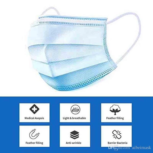 

in 3-layer stock thick disposable face masks with earloops for salon home use comfortable dust-proof maskoutle