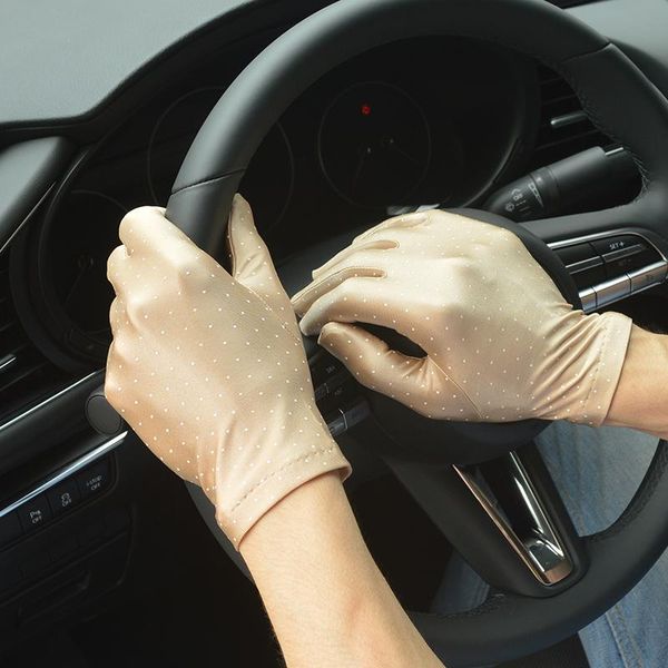 

summer gloves women with sun protection short driving glove autumn elastic thin etiquette mitten black gold colour wmtlbr
