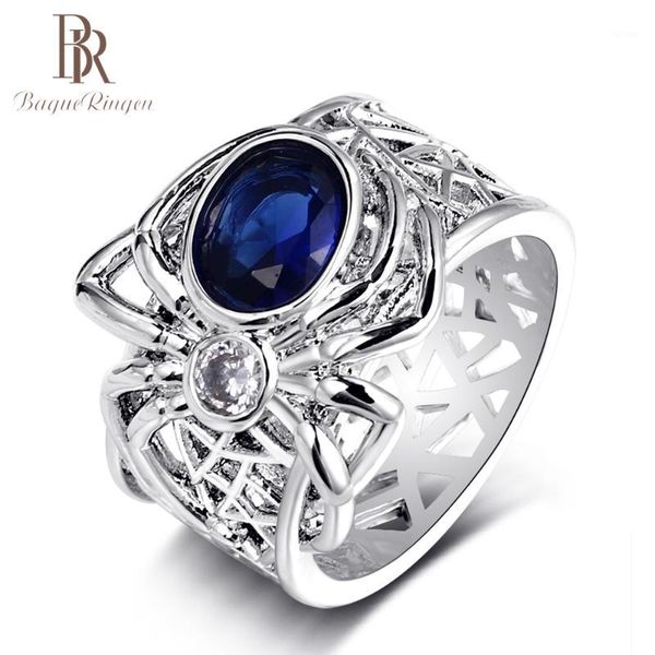 

bague ringen brand spider silver 925 jewelry sapphire gemstone rings for women men's vintage punk party jewelry ring gifts1, Golden;silver