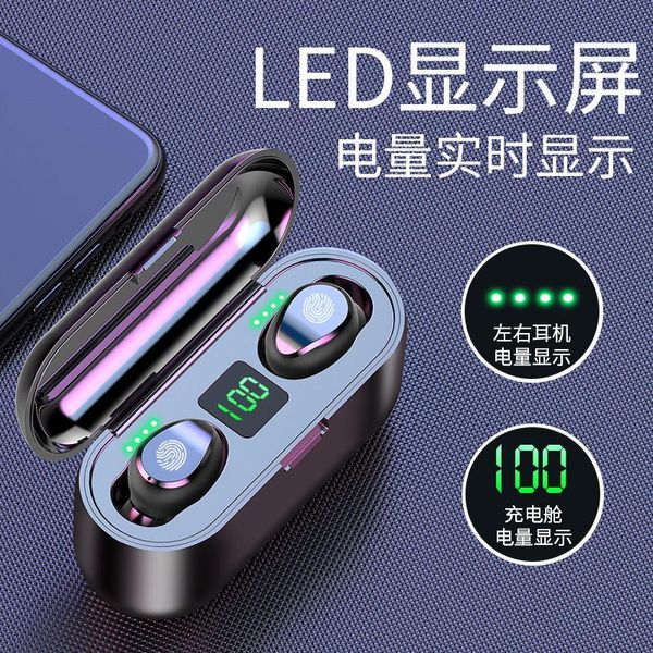 

bluetooth earphone digital display touch control wireless headset tws5.0 binaural headphones phone holder and charger