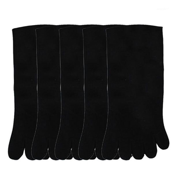 

5pc toe socks men and women five fingers socks breathable cotton sports running solid color elastic short soild1, Black