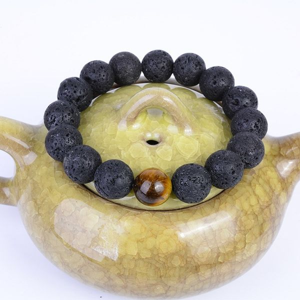 

12mm stone natural colorful beads lava for volcano chakra energy bracelets, Black