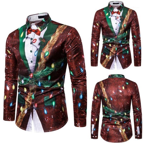 

men christmas shirt fake two pieces casual snowflakes printed camisa masculina1, White;black