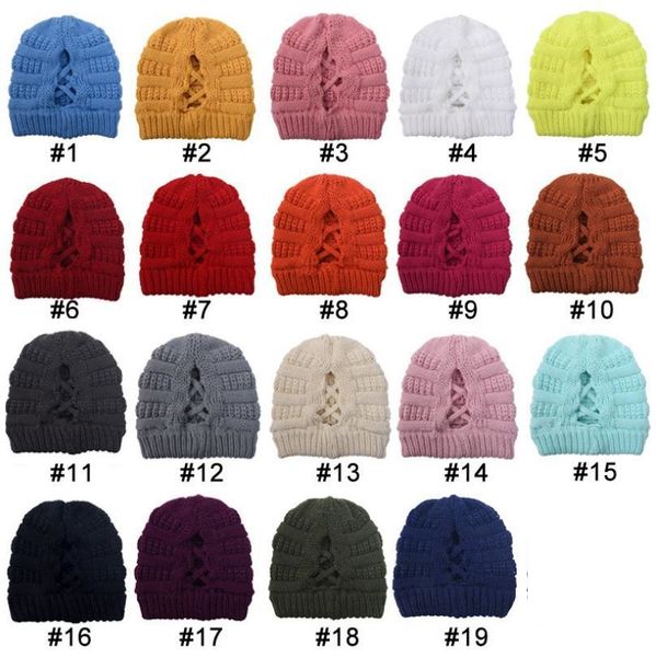 

women's cross horsetail hat autumn winter keeping warm hat versatile knitting hat party ponytail hats db057, Blue;gray
