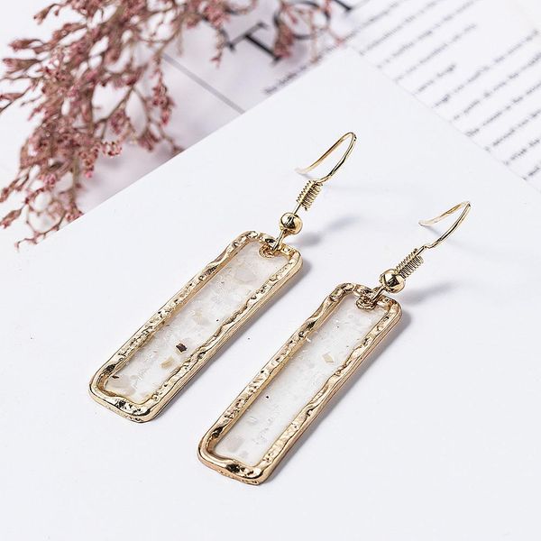 

ретро темперамент падает свисающие серьги затвердевание кристалл гравия прямоугольная оболочка серьги ювелирные изделия для женщин 2020 нова, Golden