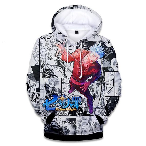 

2018 the seven deadly sins 3d hoodies sweatshirts men women kawaii nanatsu no taizai clothes hooded, Black