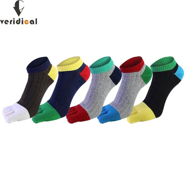 

veridical five finger ankle socks man cotton breathable soft elastic young colorful striped no show socks with toes eu 38-44, Black