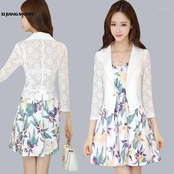 

2019 spring and summer new female fashion lace blazer short paragraph single mouth thin office ol ladies blazers r1631, White;black