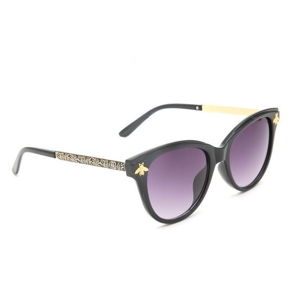 

pawes 2021 new luxury bee fashion women cat eye round brand designer sunglasses polarized retro male laminated frame, White;black