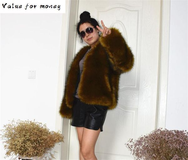 

long sleeve women short fur slim coat high quality, Black