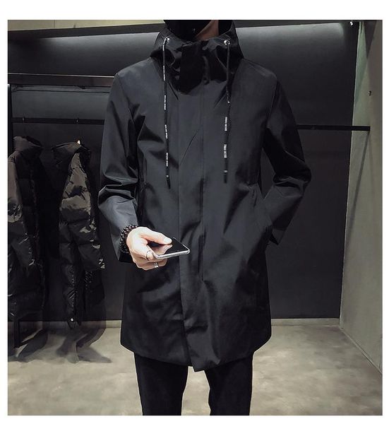 

men's down & parkas black hooded windbreaker jacket casual wear windproof
