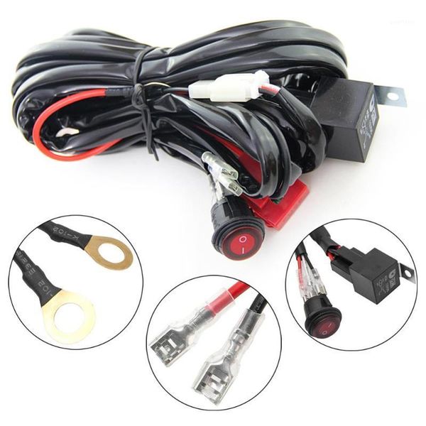 

12v 40a relay wiring harness work fog light bar kit on/off switch led spotlight wiring harness for led off-road driving lights1