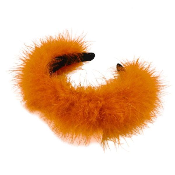

women girl fluffy plush stage hair hoop multicolored feather party wide headband