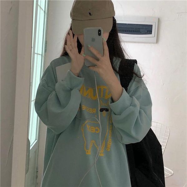 

женские толстовки японские harajuku ulzzang старинные повседневные свободные буквы ins inshtshirt женская корейский каваи одежда для женщин, Black