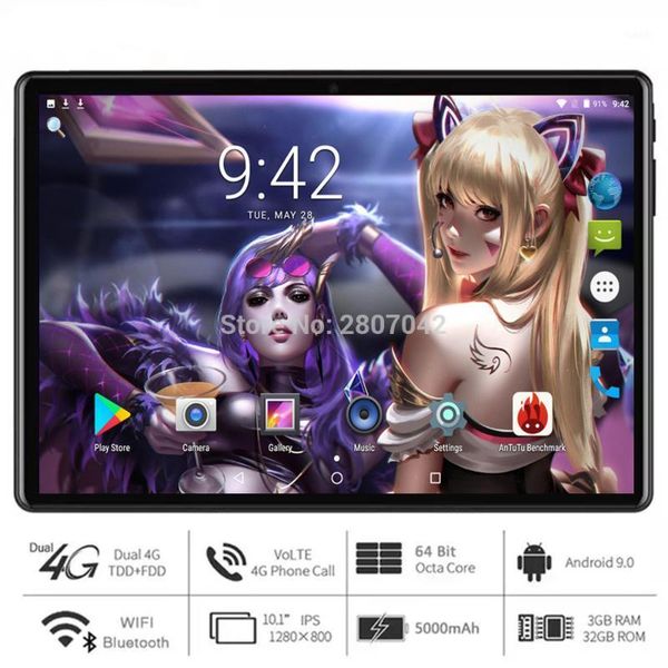 

10 inch octa core tablet andriod 9.0 os 3g/4g lte phone call 1280*800 ips screen 3gb ram 32gb rom type-c 5g wifi gps1