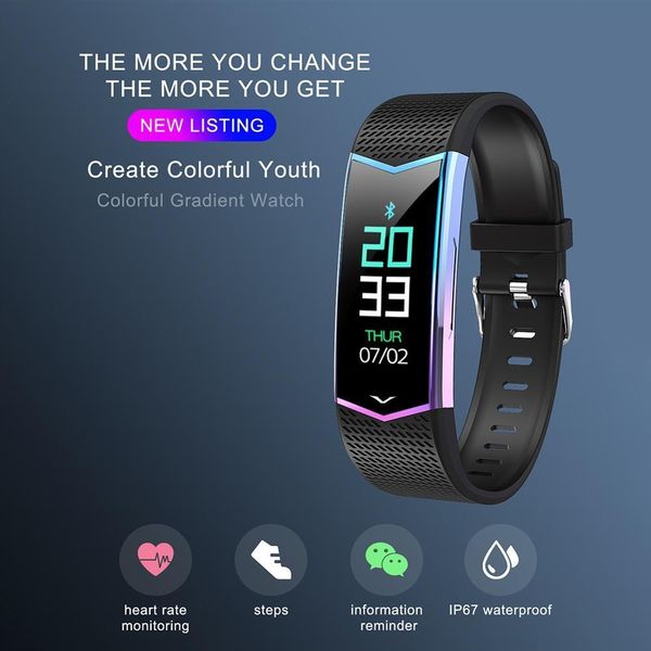 

men's women's intelligent sports wristband, with heart rate, blood prsure control and step counterjk
