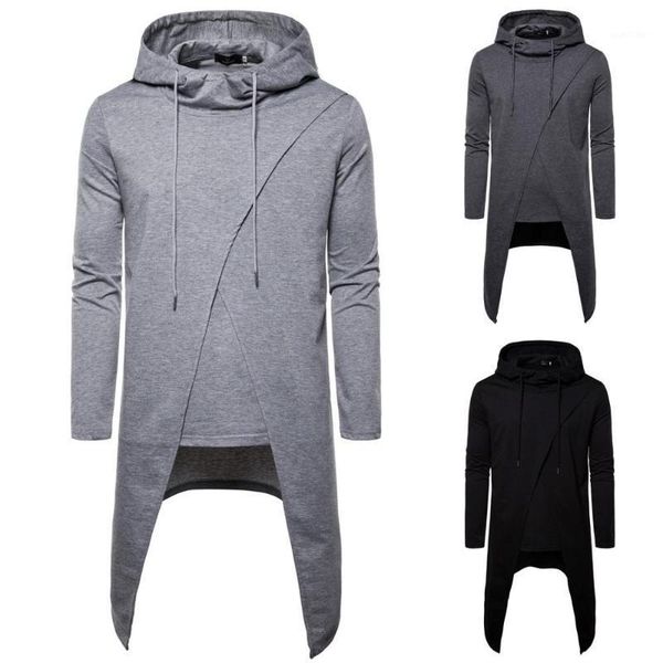 

fall new solid color long hooded pullover1, White;black