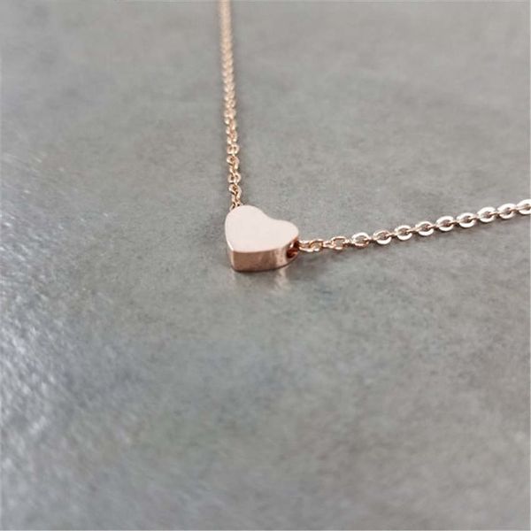 

stainless steel brushed heart necklace women boho jewelry stainless steel chain pendant rose gold necklace collier femme t200116, Silver
