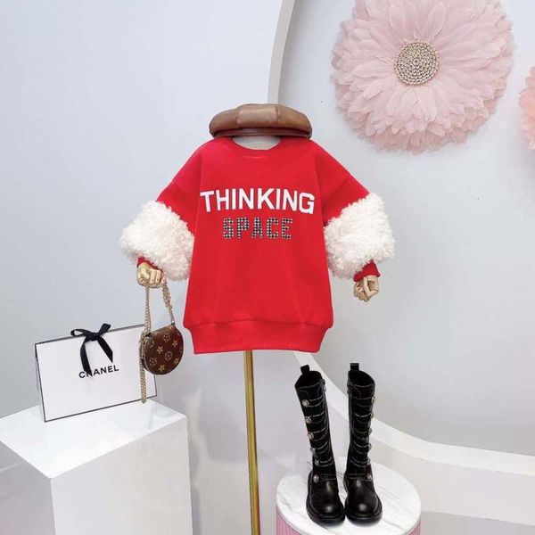 

plush girls' children's clothing sweater autumn winter 2020 korean loose medium length thickened girl's pullover, Black