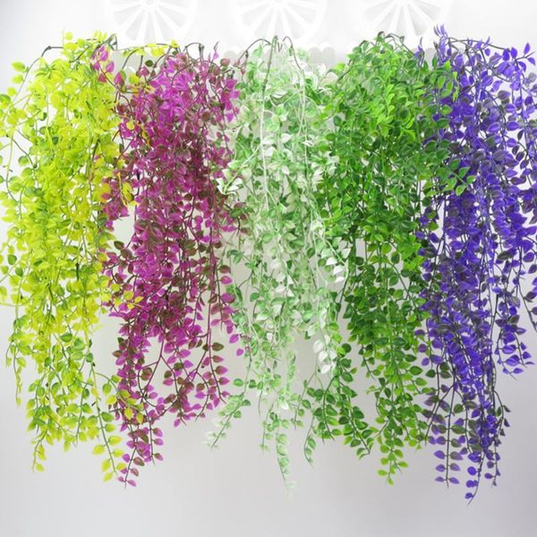 

2pcs/set 3 forks artificial peach leaf vines simulation plastic fake leaves wall hanging rattan garden wedding door wall decor1