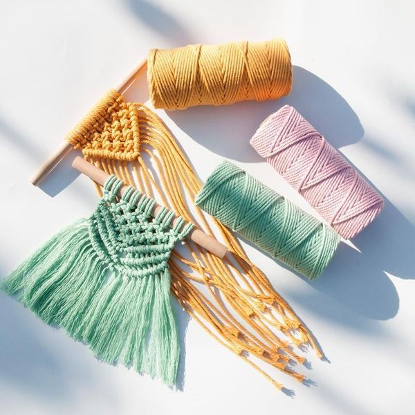 

3mm natural macrame cotton cord twisted string rope diy crafts knitting tapestry1, Black;white