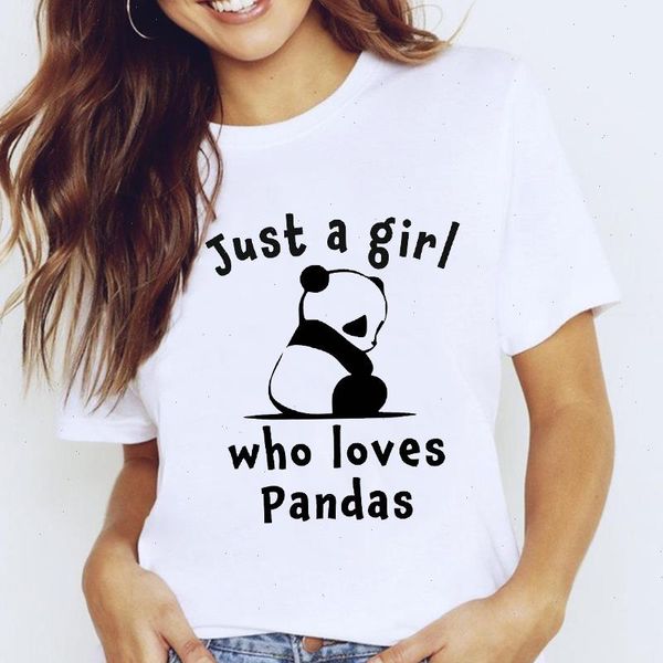 T-shirt da donna adorabile Cartoon Panda Girl Love Casual Trend manica corta da donna Abbigliamento Top Abbigliamento T-shirt Stampa dolce T-shirt