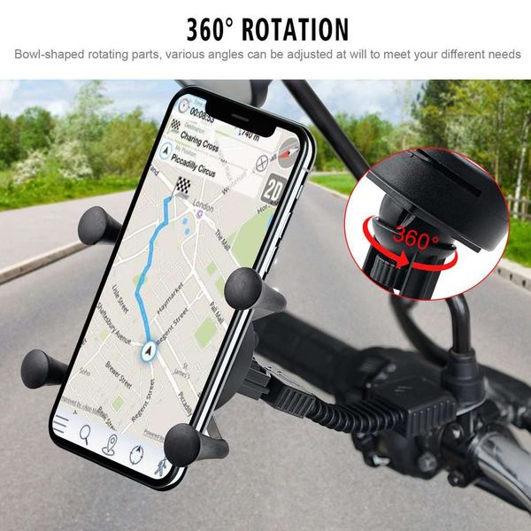 

black motor motorcycle trolley bicycle mobile fixed navigation phone bracket