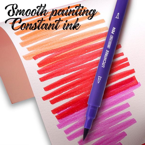 

120 colors dual markers brush pen brush tips colored fine point pen set for lettering writing coloring drawing h wmtksi, Black;red