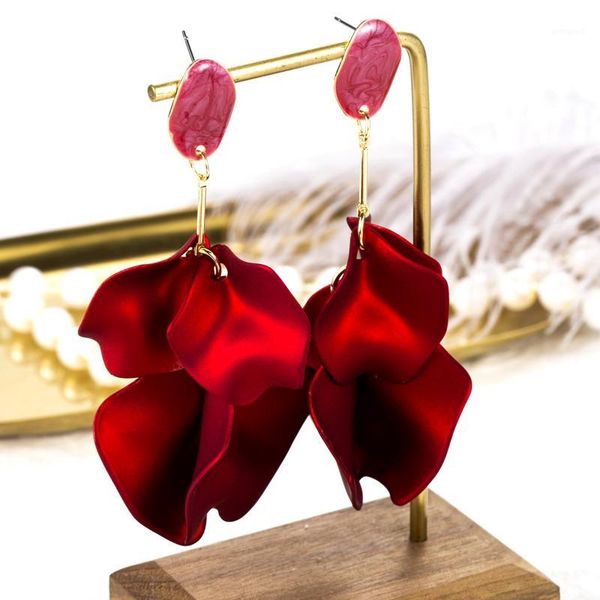 

dangle & chandelier hocole 2021 red big earrings for women rose petal long tassel female korean christmas gift1, Silver