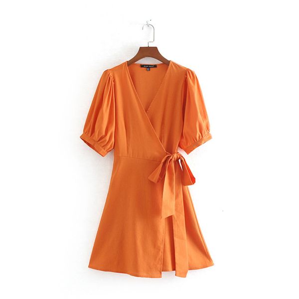 

short new double sleeve lapel linen v-neck dress, Black;gray