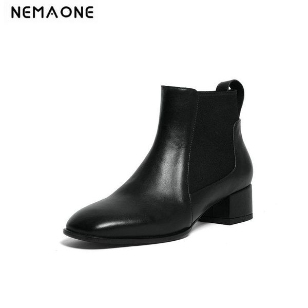

boots nemaone women black brown elegant ankle genuine leather high heel ladies dress party shoes woman size 42 43 44