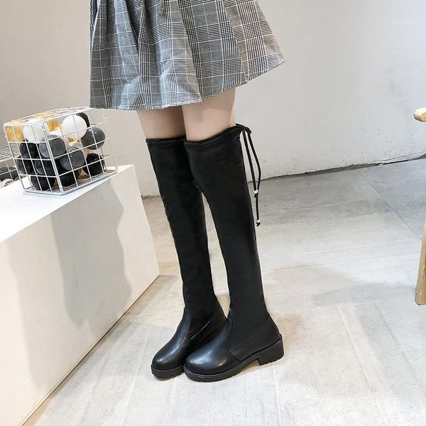 

classic women fashion high-boots spring/autumn soft leather boots over-the-knee long-barreled casual flats b22-701, Black
