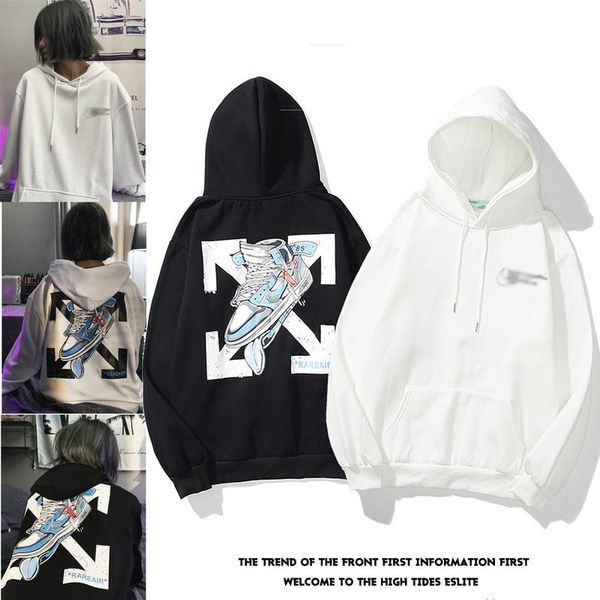 

brand new 20ss autumn winter men and womens hoodies loose hip-hop street fashion ins shoes print pattern long sleeve hooded sweater pullover, Black