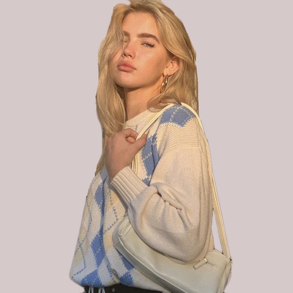 

2021 new female winter y2k cardigan loose vintage casual korean jumper woman sweater icdl, White;black