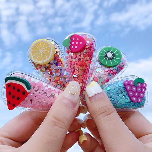 

новая корея фруктовый прозрачный grils зажимы для волос красочные свиновые звезда детские bb клипы защитные головные узлы дети принадлежност, Black;brown