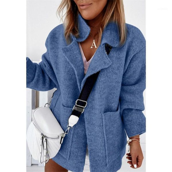 

autumn new cardigan women sweater pure color loose lapel collar long sleeve sweater winter women fashion coats 20211, White