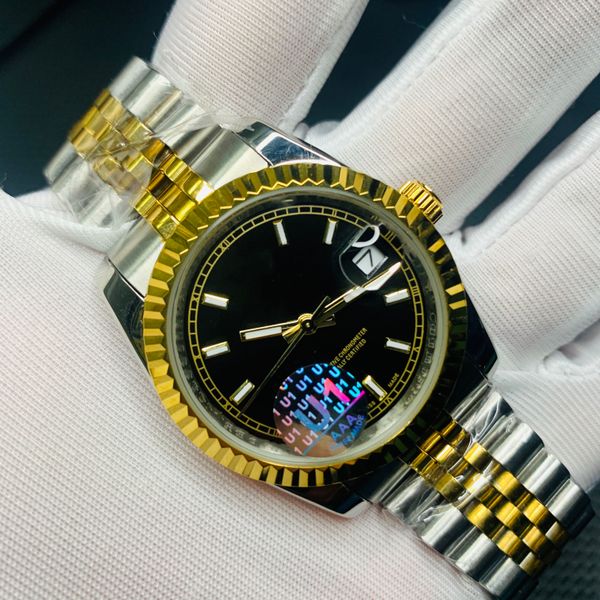 

classic automatic mechanical watch 40mm stainless steel watch sapphire glass black dial luminous watch, Slivery;brown