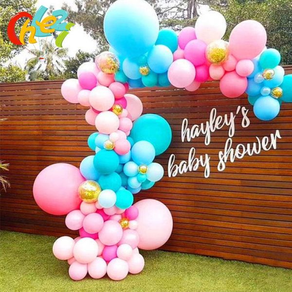 

DIY Arch chain Latex balloon Party decoration Shower Wedding Birthday Balloons Macaron Chrome metal Confetti Marbling Air ball