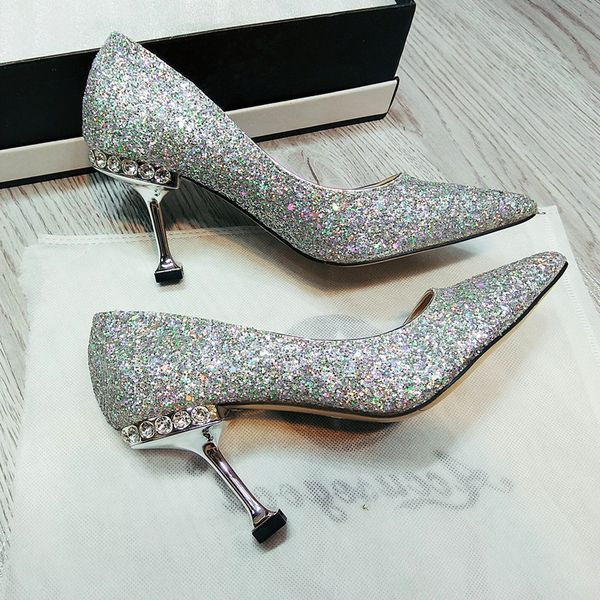 

women's fashions fret silver glitter bombs dot high heels wedding shoes rcqh, Black